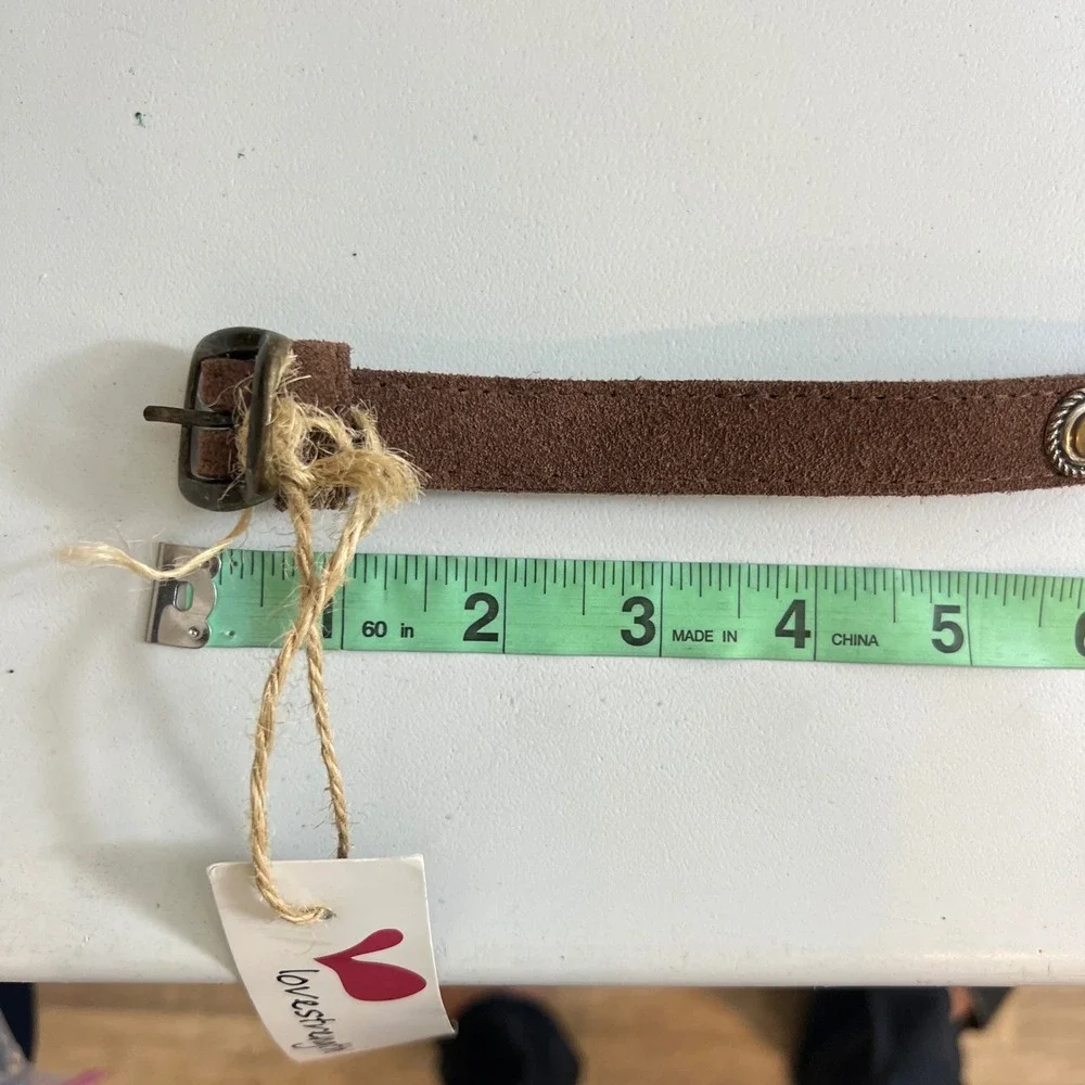 Lovestrength Brown‎ Suede Studded Leather Belt Womens Size S Boho New
